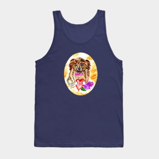 Cute Dog with heart and rose Tank Top